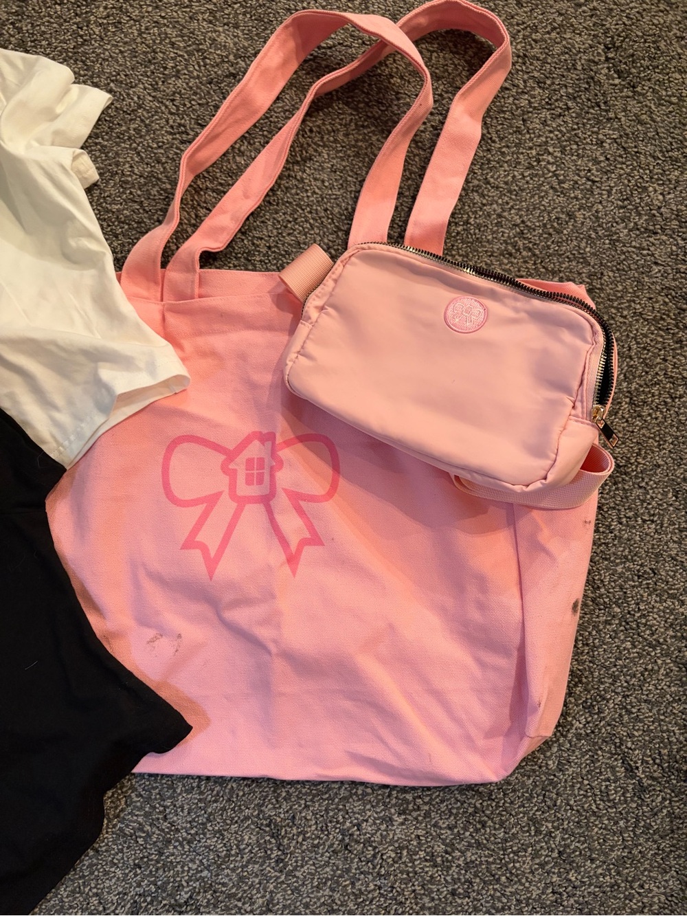 Glow House Girls, Pink Bow Tote with Matching Pink T-shirts, crossbody purse
